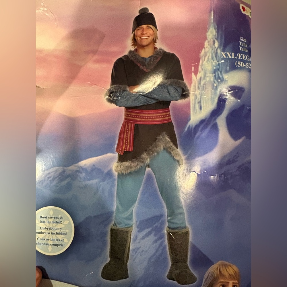 Men's Blue and Black Winter Tunic Costume with Fur Trim
